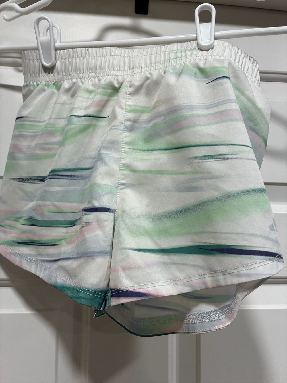 adidas White Elastic Waist Athletic Shorts